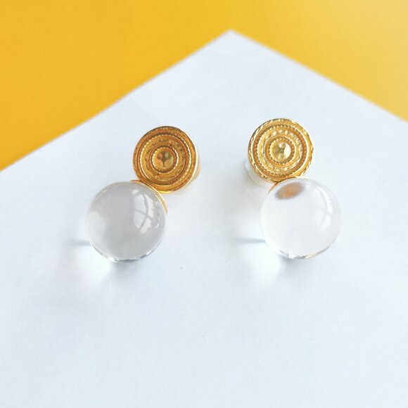 Madison Gold Clear Stud Earrings by Julie Vos - Picture 1 of 4